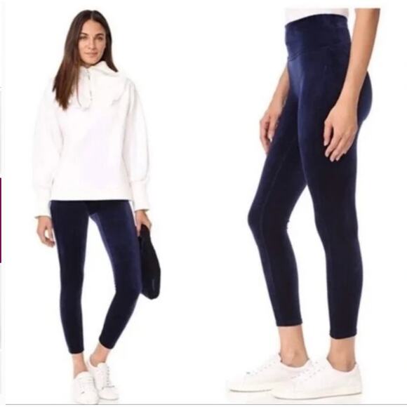 Spanx Velvet Lapis Night Blue Leggings Full Length Business Casual Size Large - Picture 4 of 12